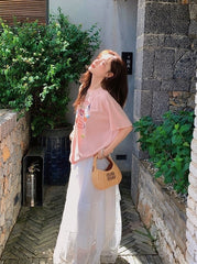 Mesh Skirt And Relaxed T Shirt Set