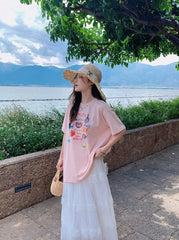Mesh Skirt And Relaxed T Shirt Set