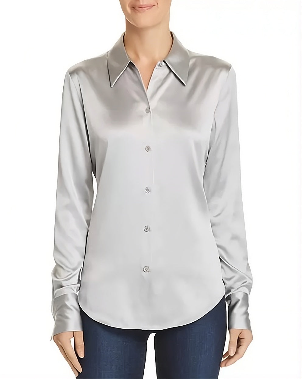 Metallic Grey Long Sleeves Shirt