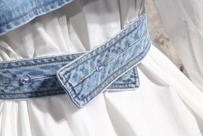 Blue Cross Wrap Denim Top