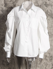 White Puffed Sleeve Shirt