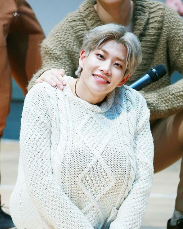 Milky White Rhombus Knitted Sweater