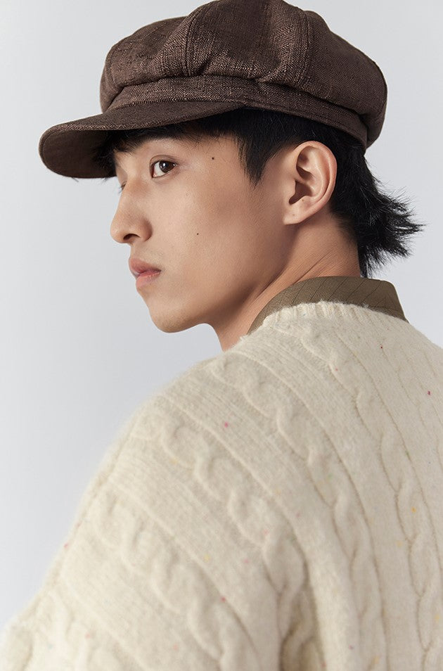 Milky White Rhombus Knitted Sweater