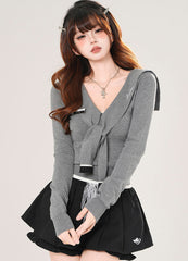 Millennium Dreamcore Slim Fit Sailor Collar Top