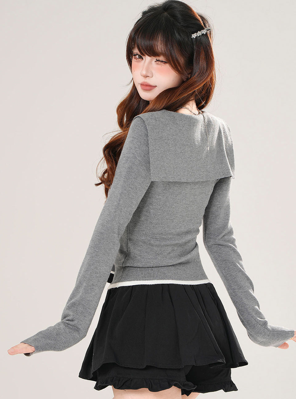 Millennium Dreamcore Slim Fit Sailor Collar Top
