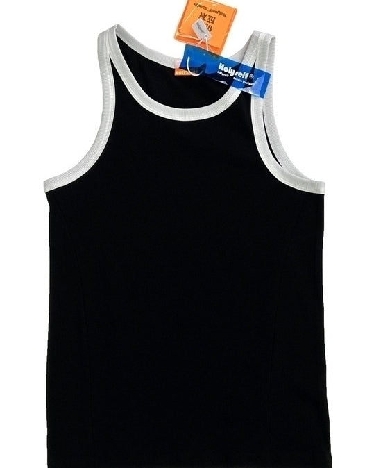 Black Contrast Trim Ribbed Tank Top