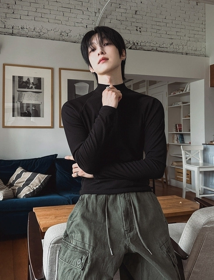 Minimal Half Zip Long Sleeve Fitness Shirt