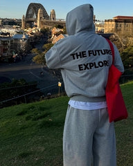 Minimalist Hooded Cardigan Sweatshirt Loose Short Jacket