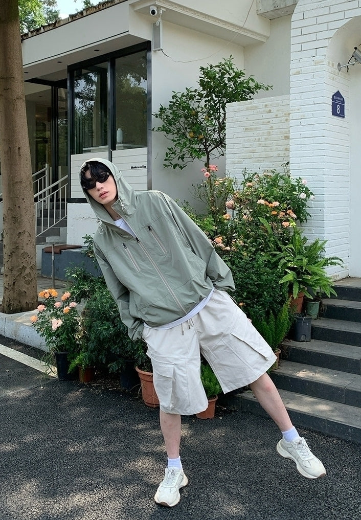 Minimalist Hooded Zip Sun Protection Jacket