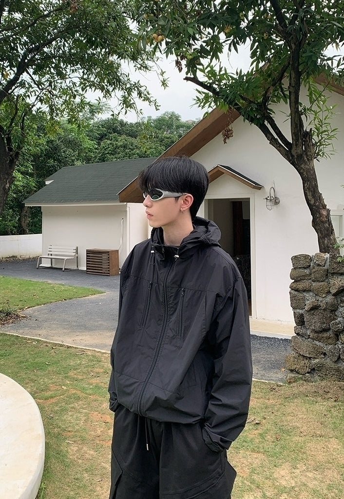 Minimalist Hooded Zip Sun Protection Jacket