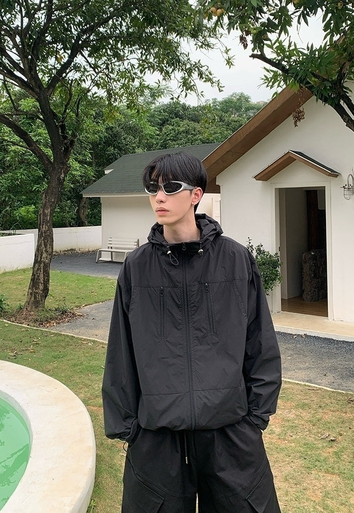 Minimalist Hooded Zip Sun Protection Jacket