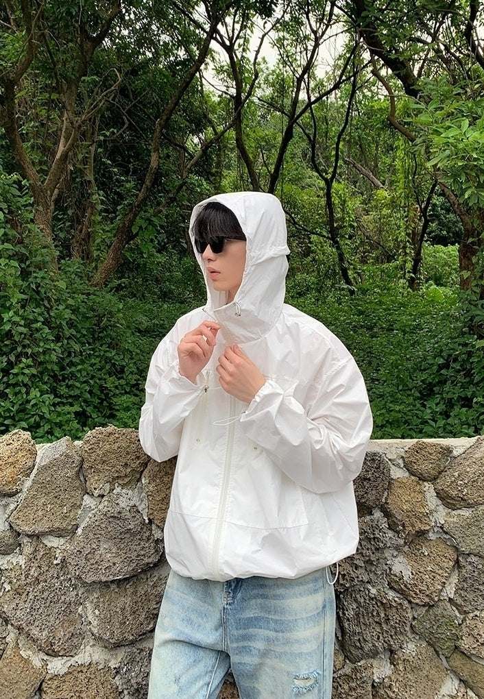 Minimalist Hooded Zip Sun Protection Jacket