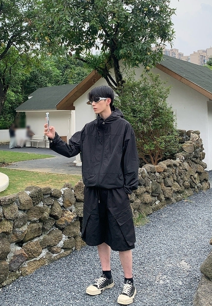 Minimalist Hooded Zip Sun Protection Jacket