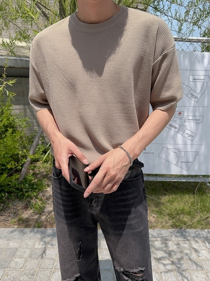 Minimalist Knit Short Sleeve Commuter Top