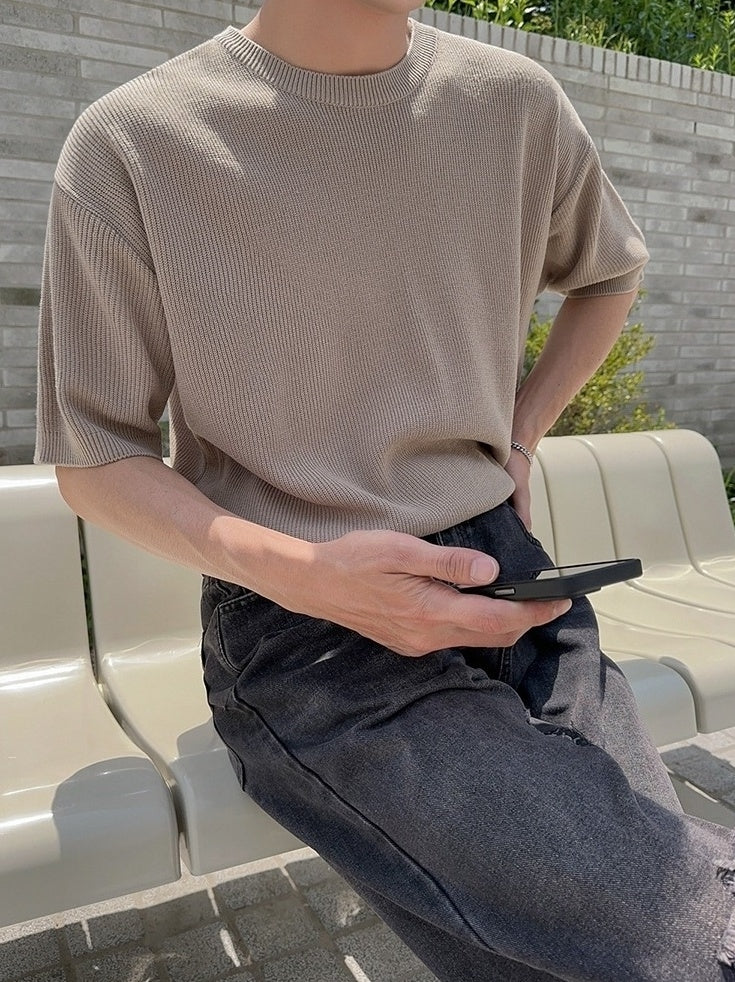 Minimalist Knit Short Sleeve Commuter Top