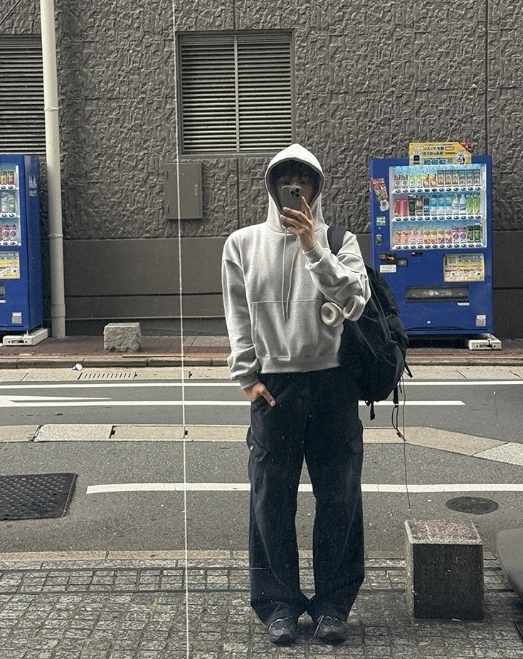 Minimalist Short Hooded Sweatshirt Korean Style Top