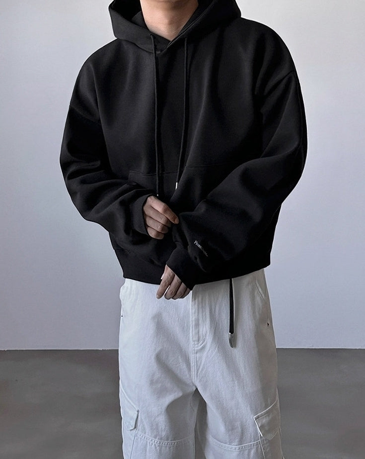 Minimalist Short Hooded Sweatshirt Korean Style Top