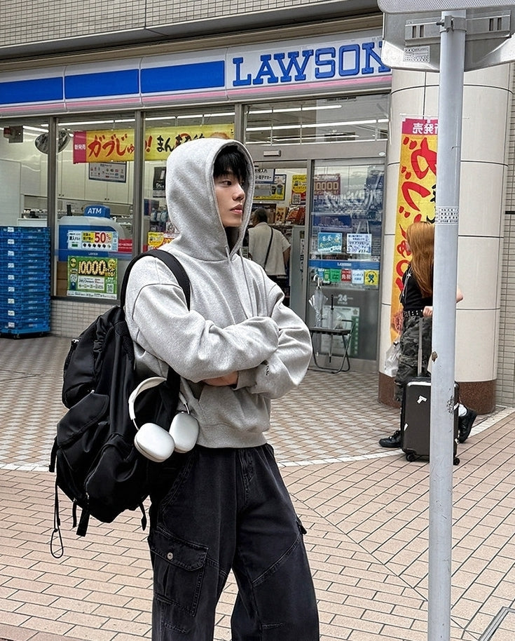 Minimalist Short Hooded Sweatshirt Korean Style Top