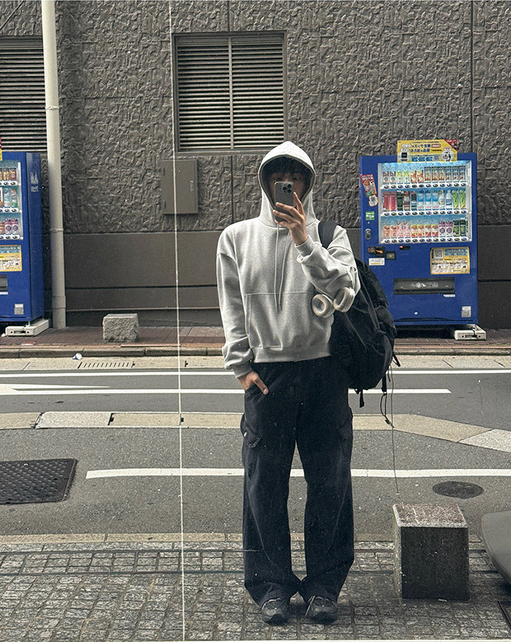 Minimalist Short Hooded Sweatshirt Korean Style Top