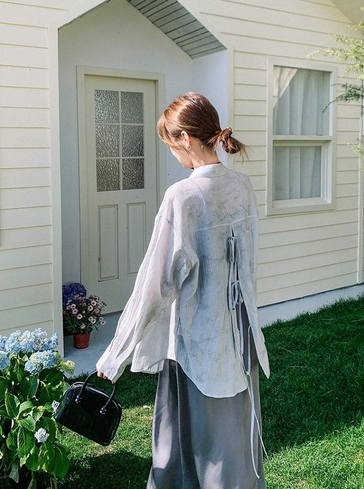 Minimalist Strappy Dress Shirt Set Lazy Slim Fit Two Piece