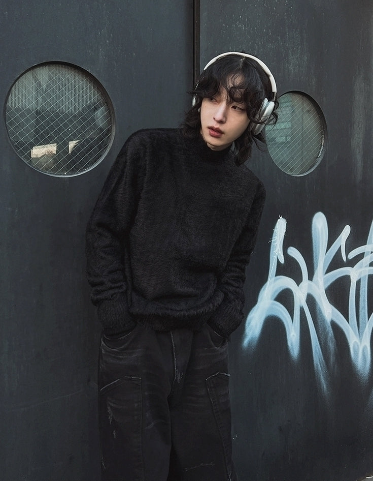 Minimalist Style High-Neck Knitted Base Layer Sweater