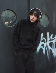 Minimalist Style High-Neck Knitted Base Layer Sweater