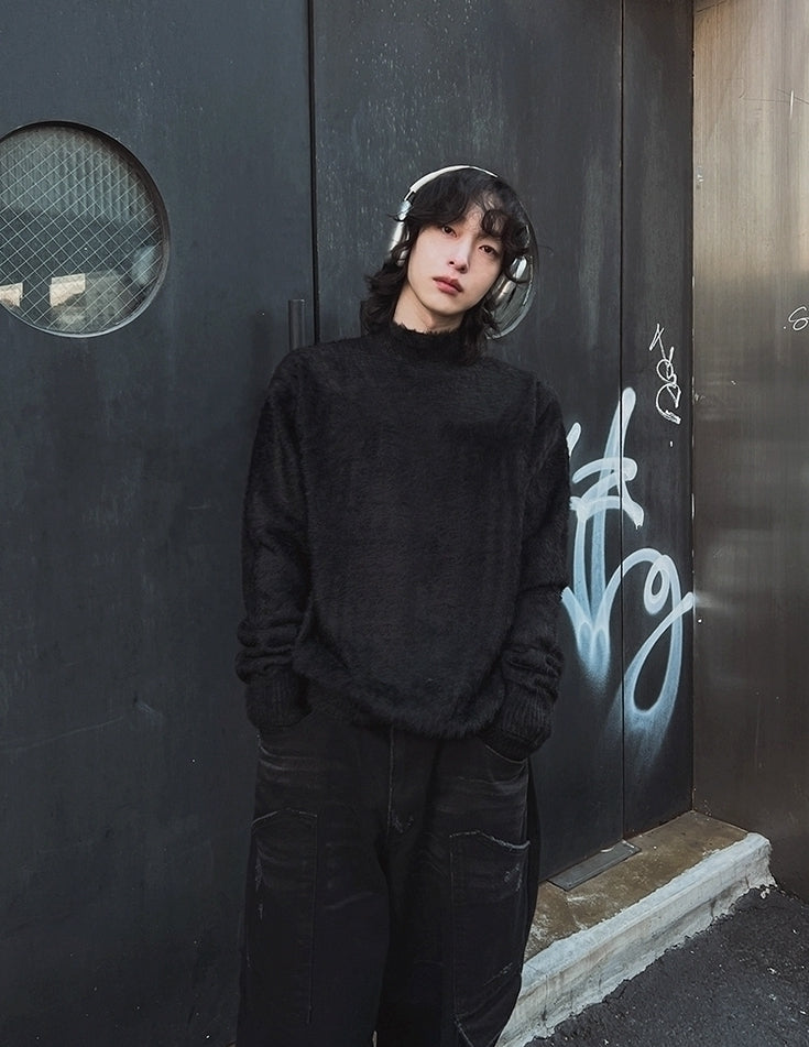 Minimalist Style High-Neck Knitted Base Layer Sweater