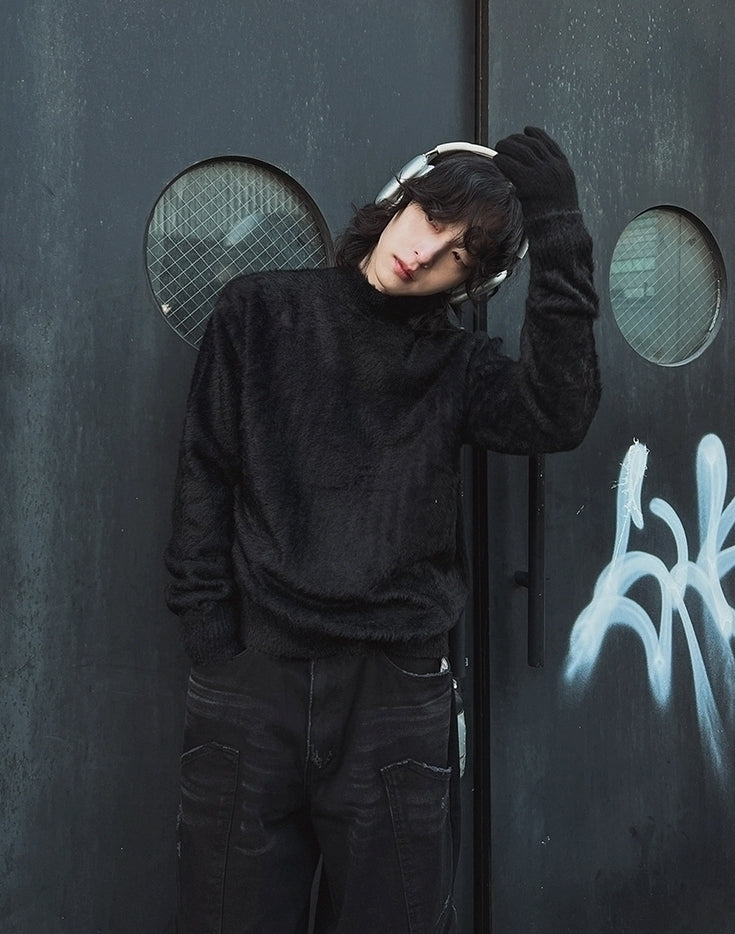 Minimalist Style High-Neck Knitted Base Layer Sweater
