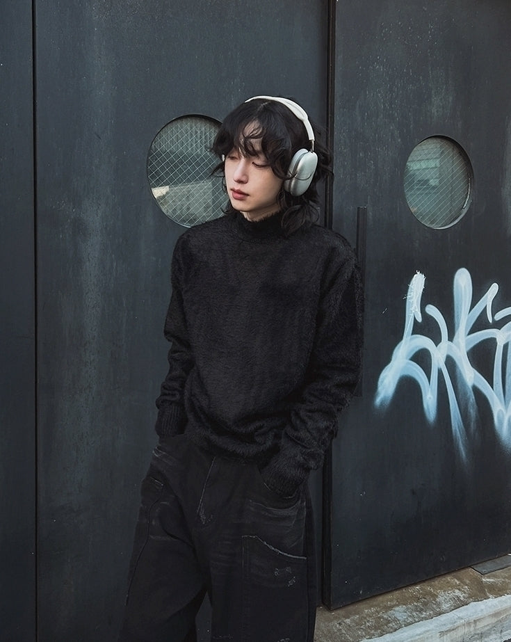 Minimalist Style High-Neck Knitted Base Layer Sweater