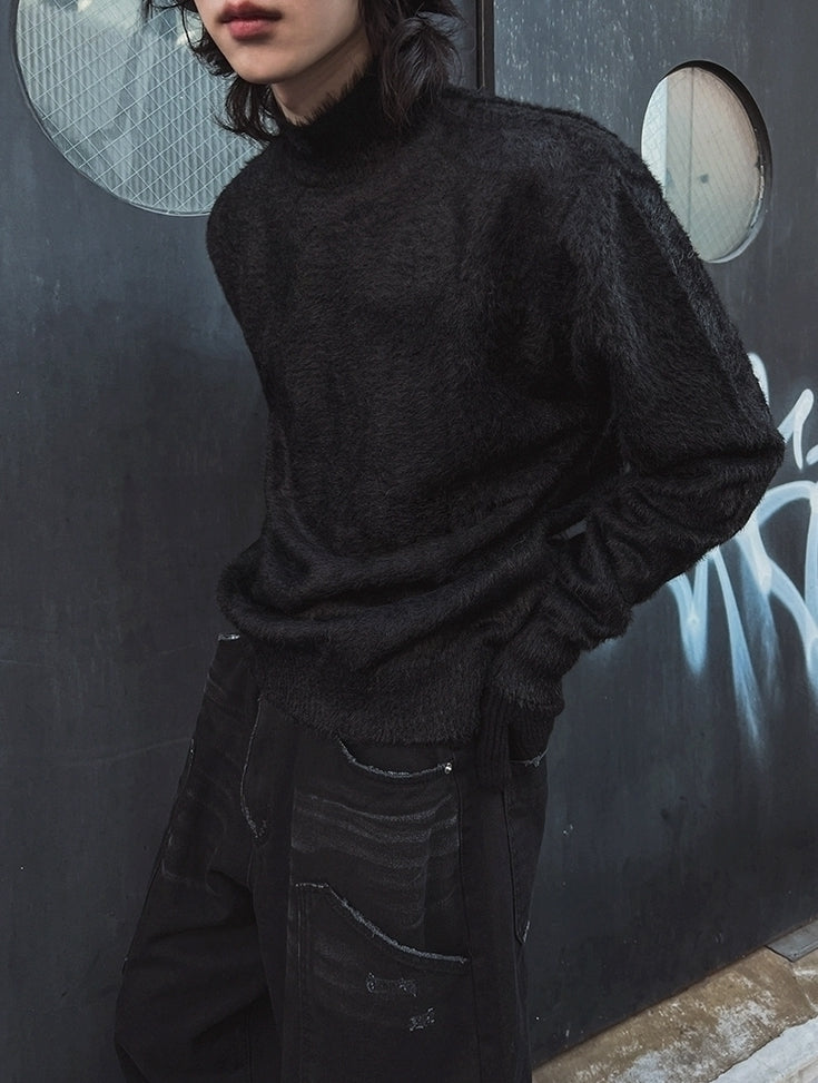 Minimalist Style High-Neck Knitted Base Layer Sweater
