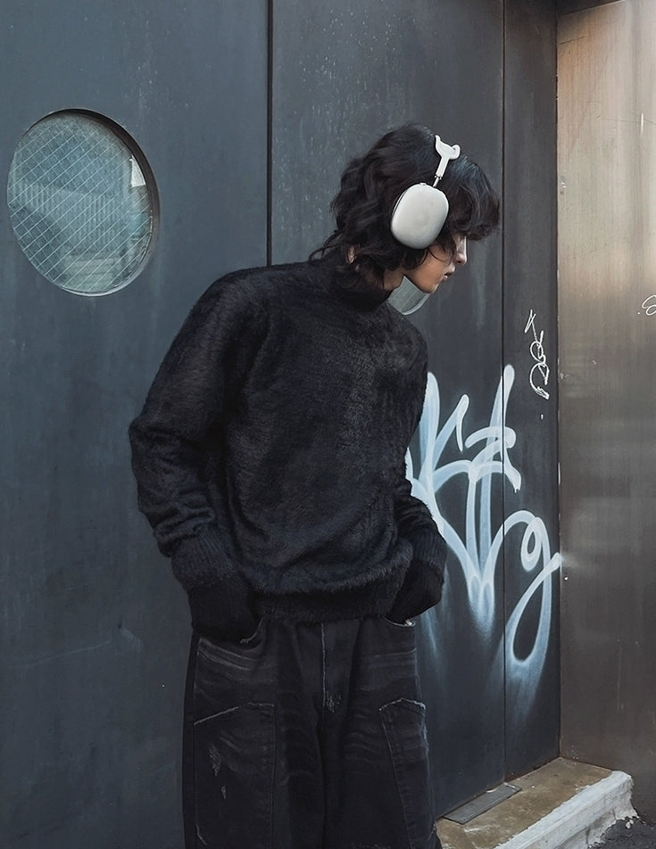Minimalist Style High-Neck Knitted Base Layer Sweater