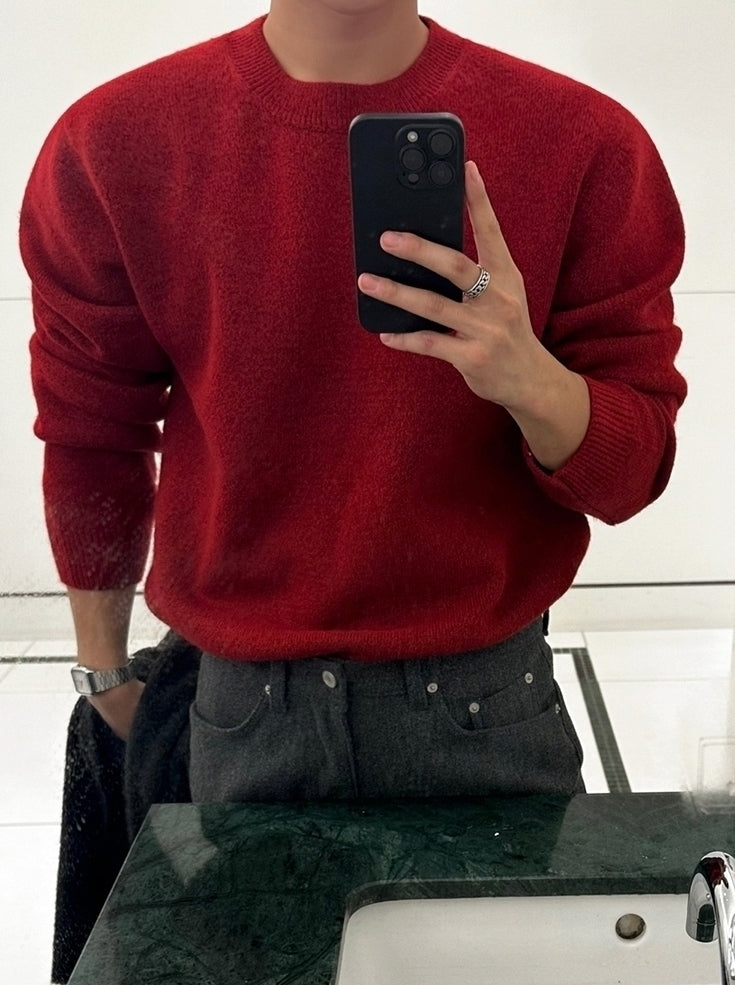 Minimalist Style Round Neck Pullover Sweater