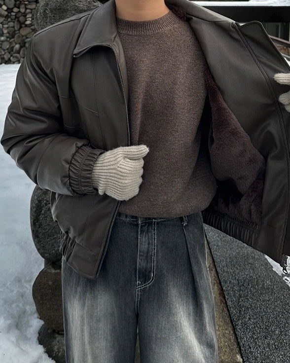 Minimalist Style Round Neck Pullover Sweater