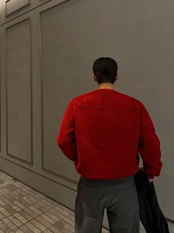 Minimalist Style Round Neck Pullover Sweater