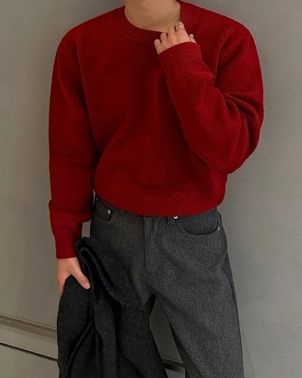 Minimalist Style Round Neck Pullover Sweater