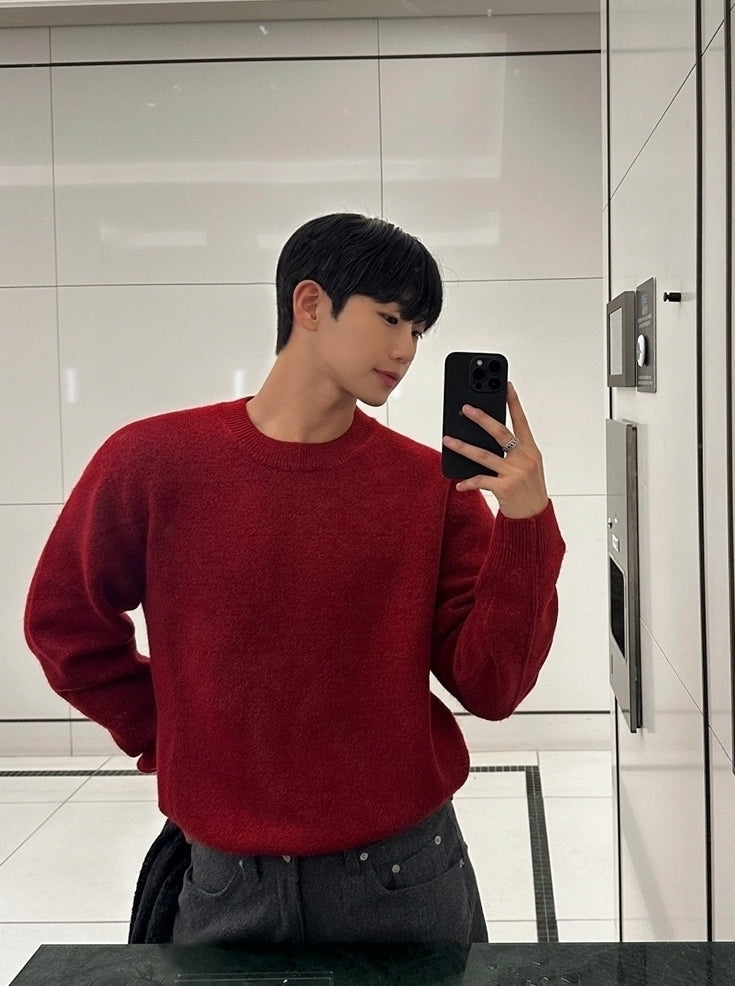 Minimalist Style Round Neck Pullover Sweater