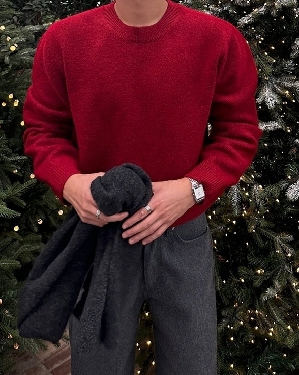 Minimalist Style Round Neck Pullover Sweater