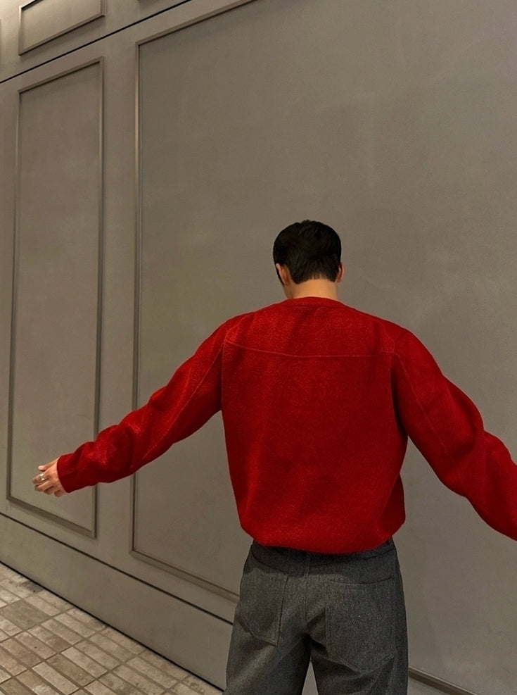Minimalist Style Round Neck Pullover Sweater