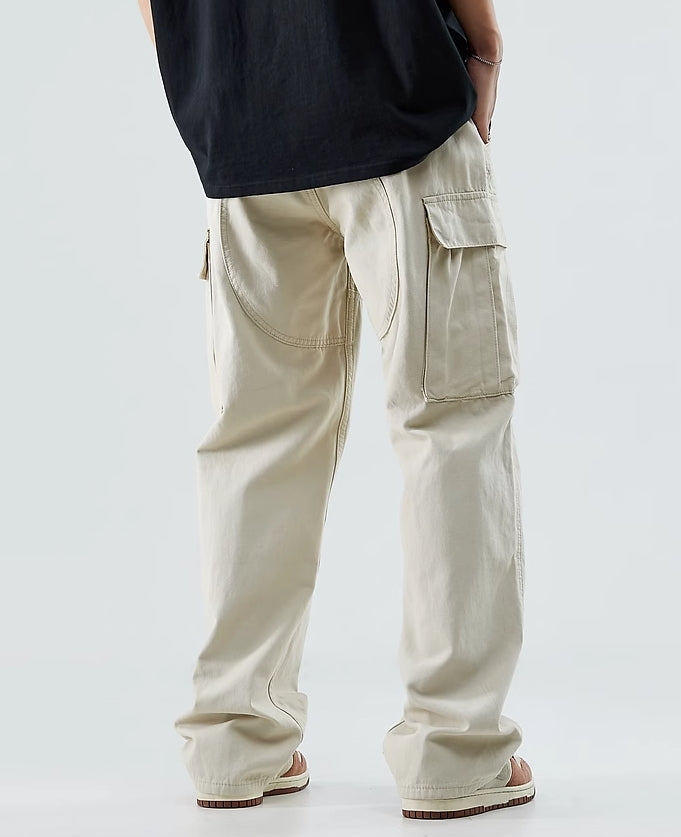 Beige Casual Cargo Pants