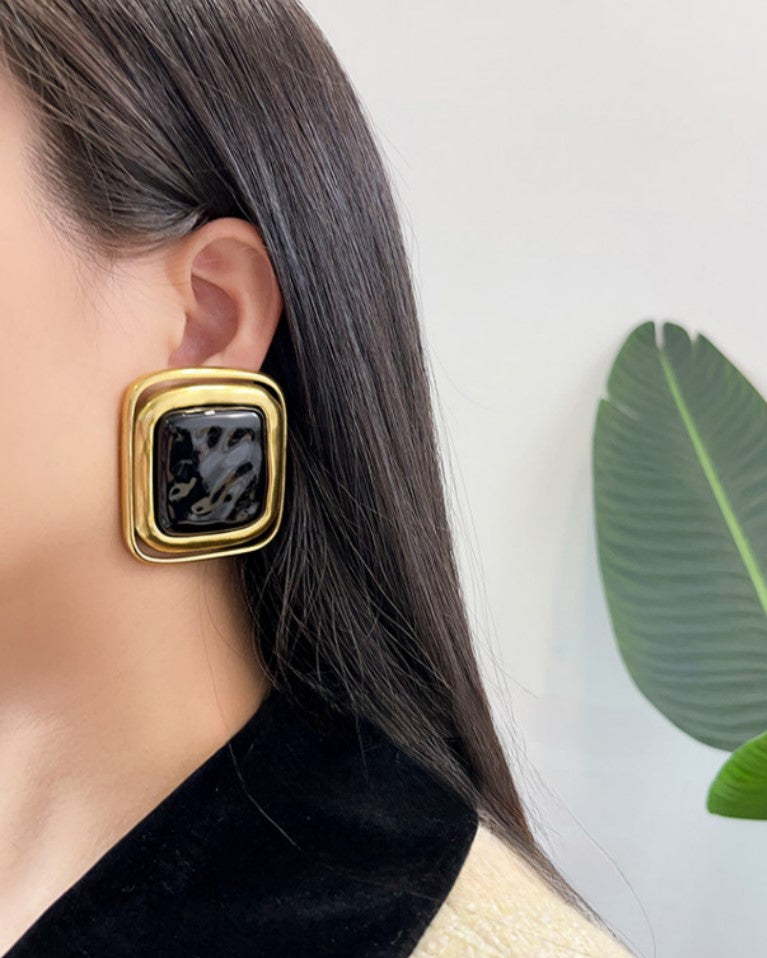 Gold Large Squared Earring