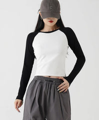 White Contrasting Long Sleeve Top