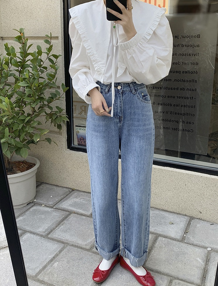 White Pointed Collar Blouse