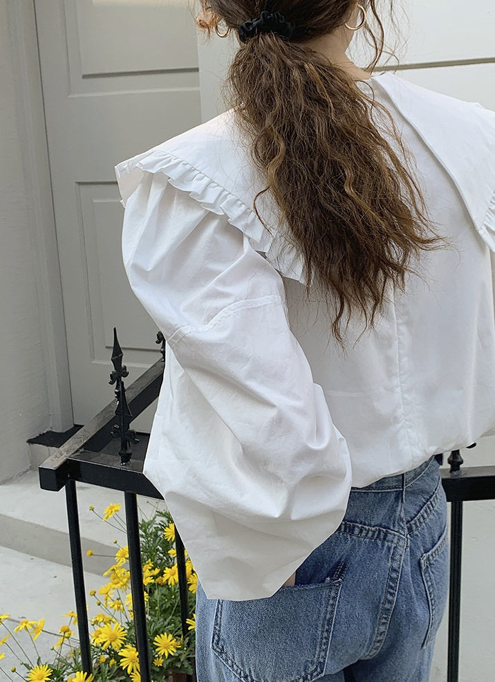 White Pointed Collar Blouse