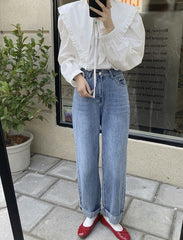 White Pointed Collar Blouse