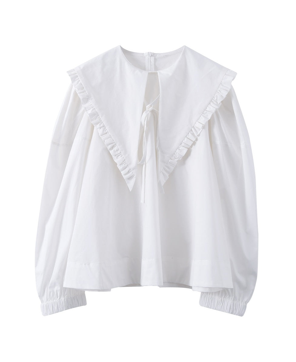 White Pointed Collar Blouse