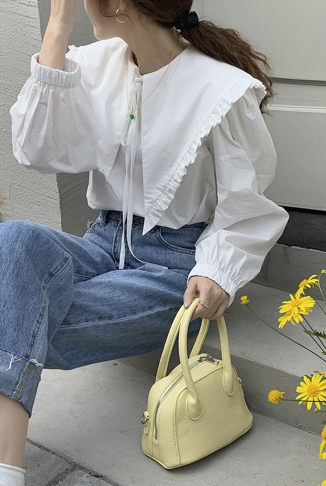 White Pointed Collar Blouse