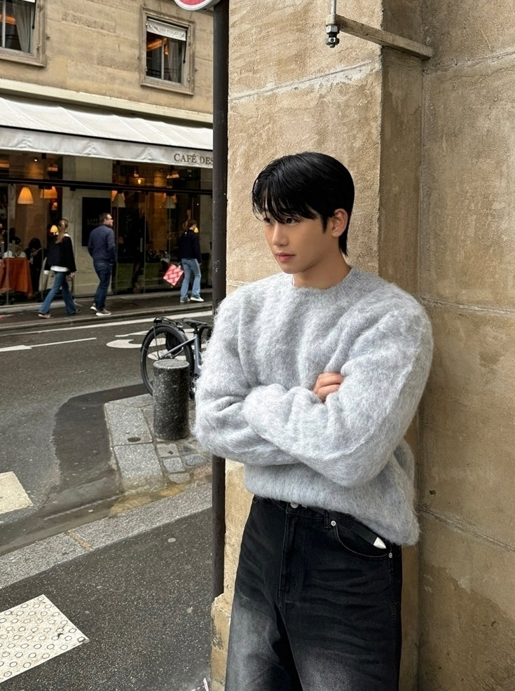 Mohair Pullover Crew Neck Sweater