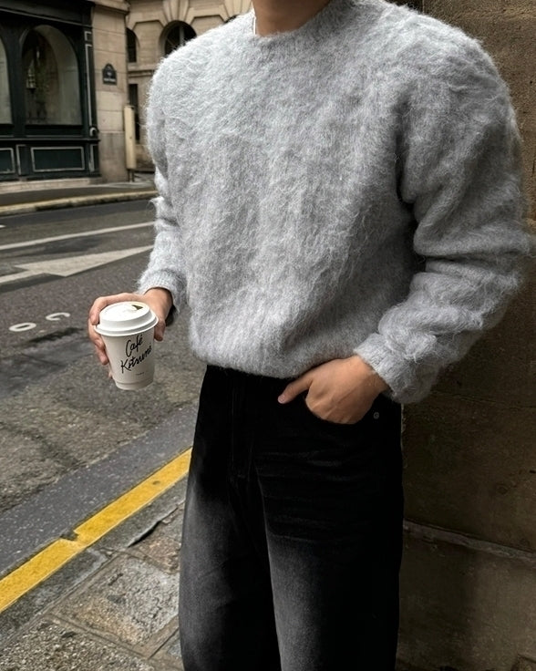 Mohair Pullover Crew Neck Sweater