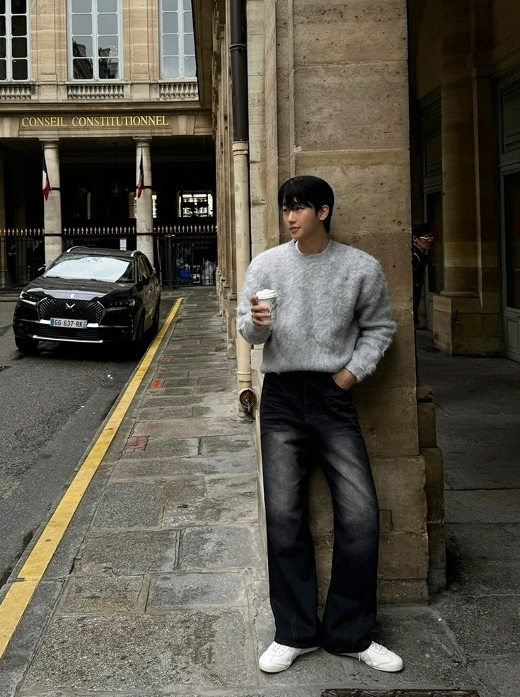 Mohair Pullover Crew Neck Sweater