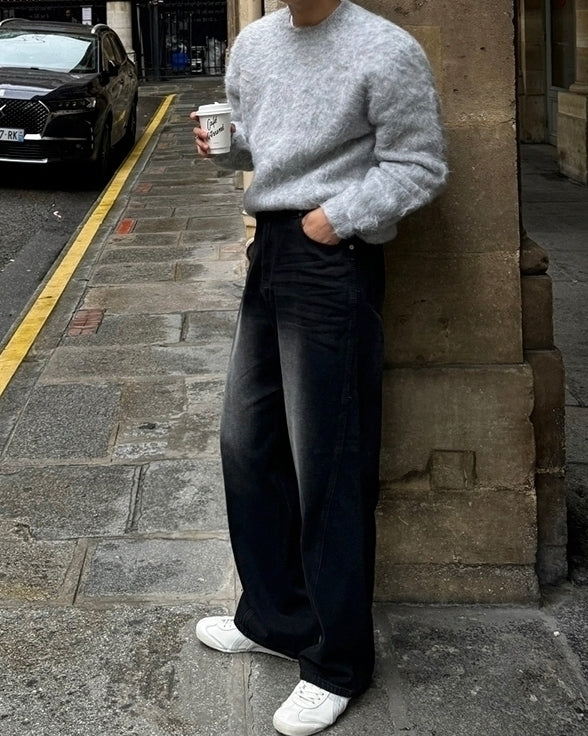 Mohair Pullover Crew Neck Sweater